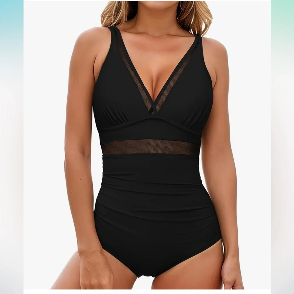 Cupshe Womens One Piece Swimsuits Tummy Control Bathing Suits Mesh Swim Suits - Picture 8 of 8